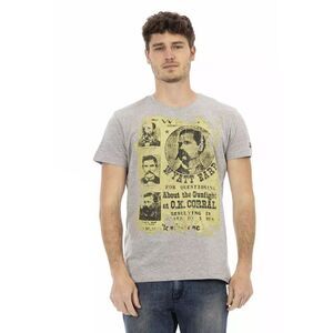 Trussardi Action Graphic Tee Wyatt Earp Style Men Gray T-Shirts